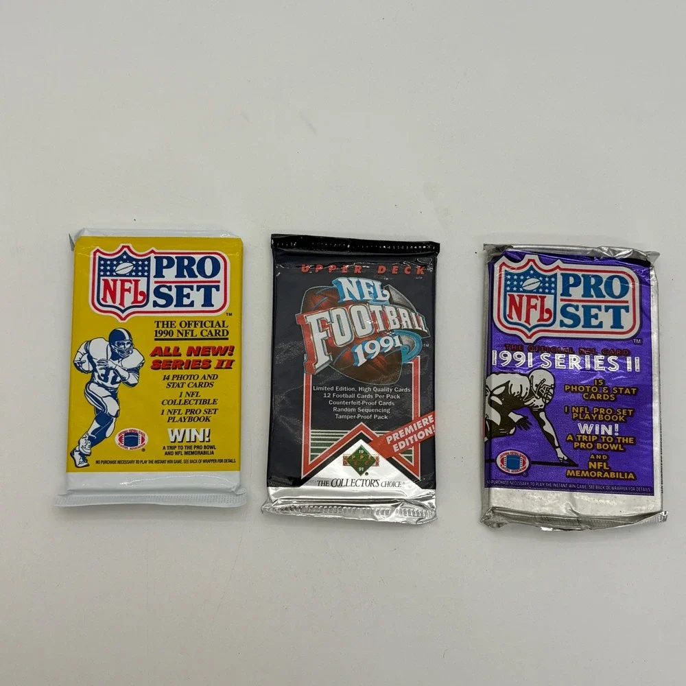 Vintage NFL Football Card Pack Lot 1990 1991 Pro Set Upper Deck Premiere Edition